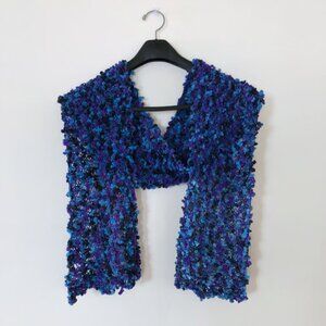 Hand knit unique scarf, Knitted long soft neck wrap